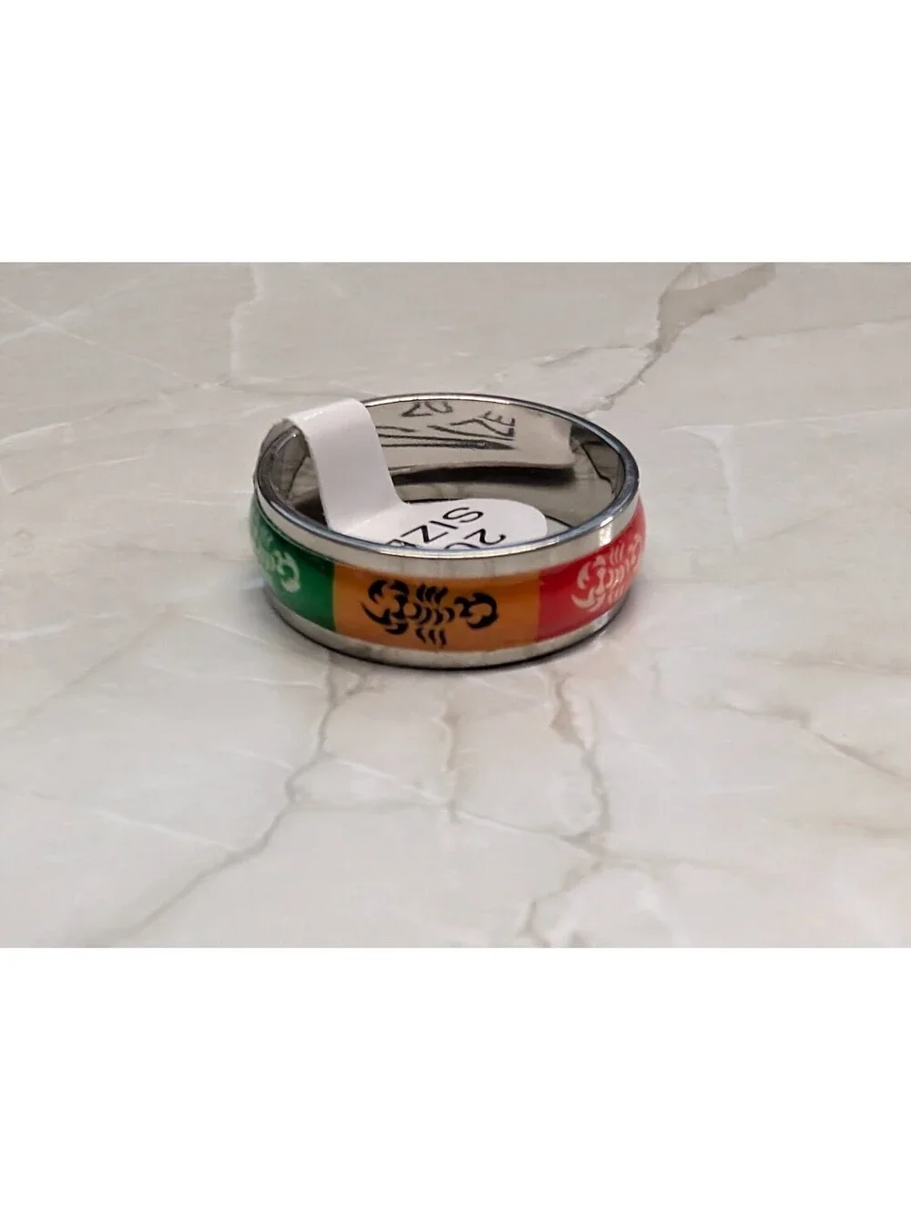 New Stainless Steel Scorpion Band Ring Size 10 SilverTone Multicolor Arachnid
